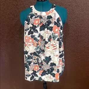 Floral Sleeveless Women's Top - Black and White- Halter neck - Loft